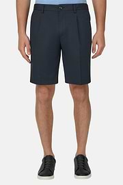 Bermuda In Cotone Con Coulisse, Navy, thumb, 1