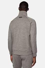 Sweat-Shirt Full Zip En Mélange Coton Scuba Léger, Gris, hi-res