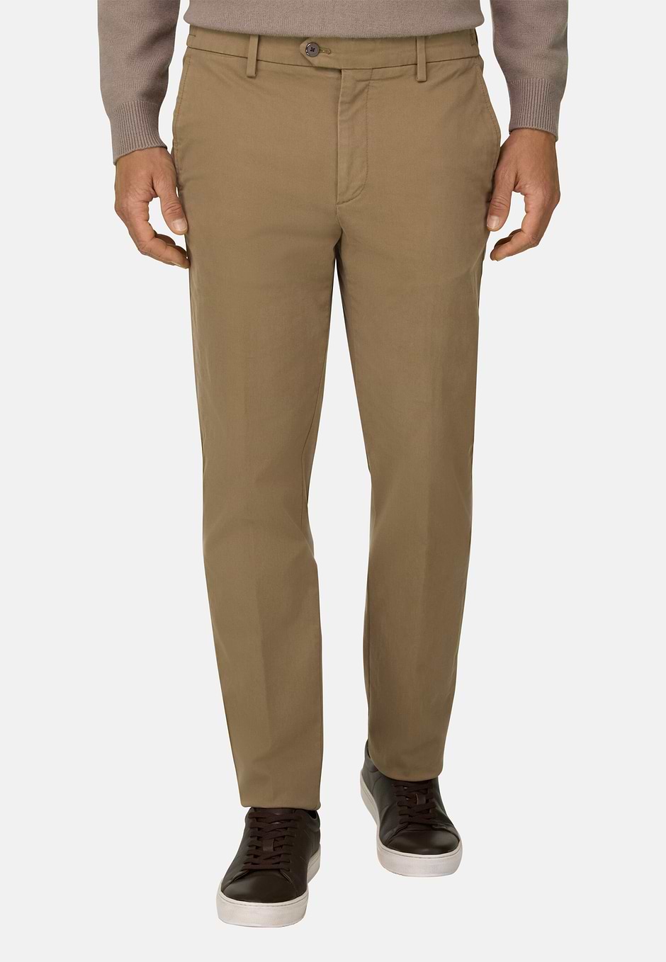 Pantalones en Algodón Tencel Elástico, Taupe, hi-res