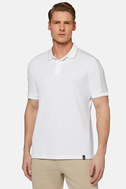 High-Performance Piqué Polo Shirt, White, hi-res