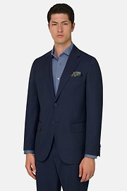 Micro Fancy Wool Suit, Blue, thumb, 1