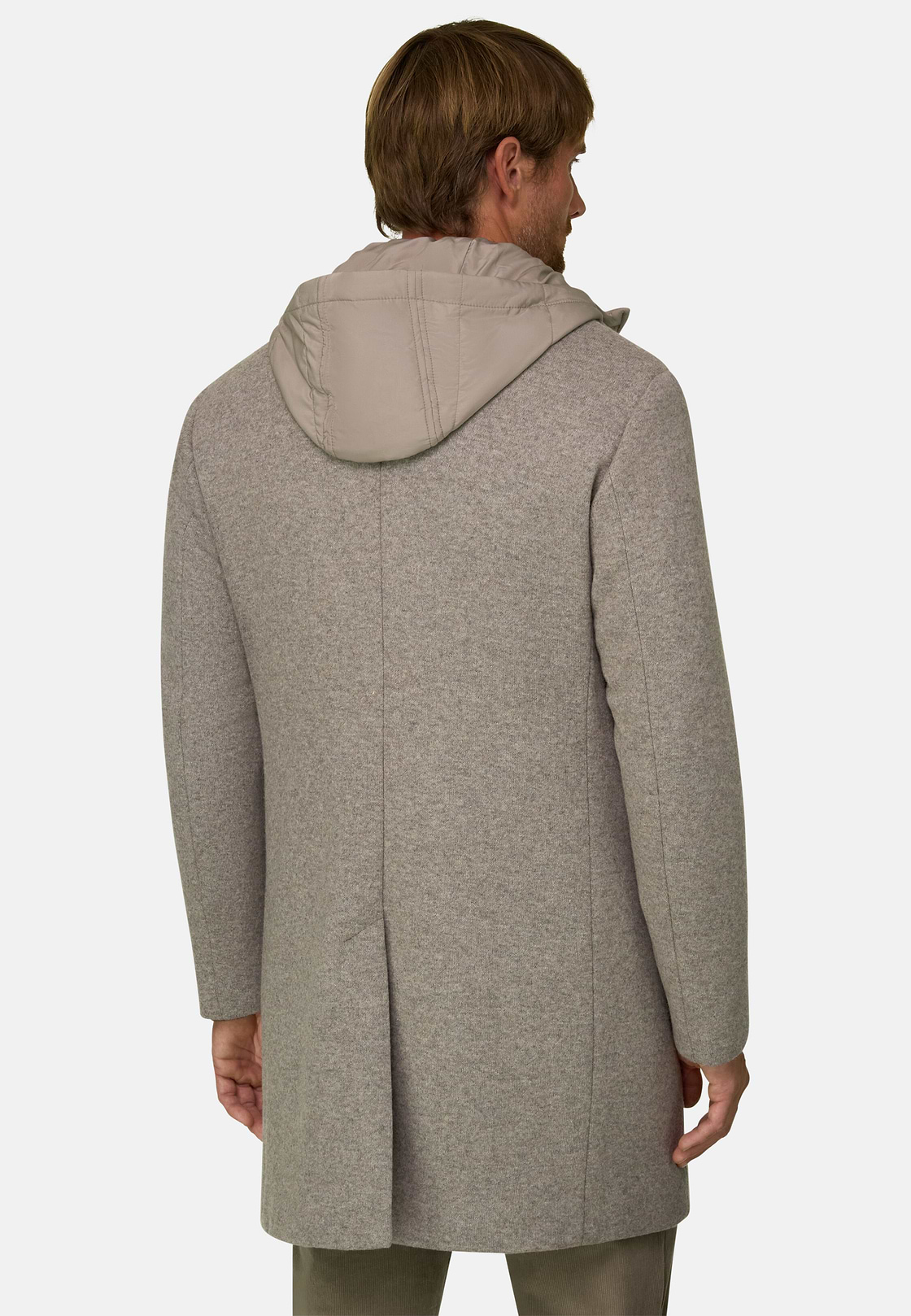 Coat in Wool Blend B Jersey, Taupe, hi-res, 4