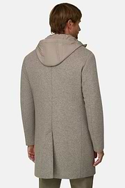 Coat in Wool Blend B Jersey, Taupe, thumb, 4