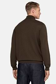 Brown Merino Wool Polo Neck Jumper, Brown, hi-res