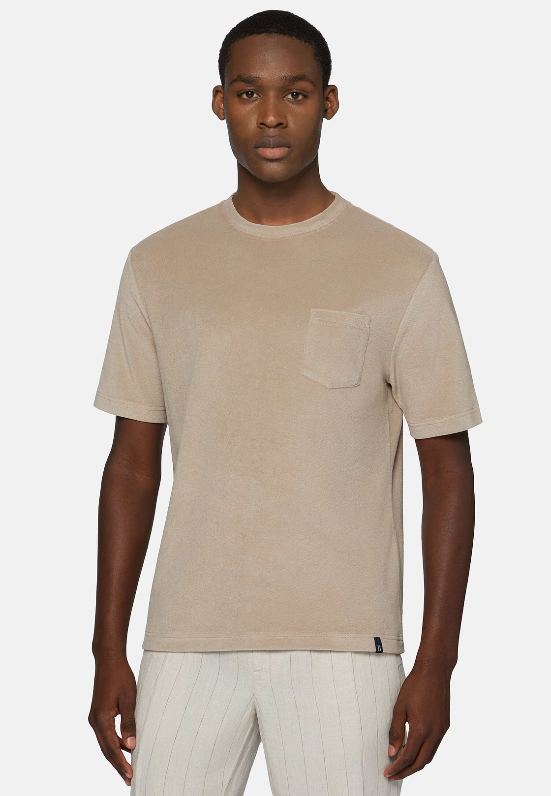 T-Shirt Aus Baumwolle Und Nylon, Beige, hi-res