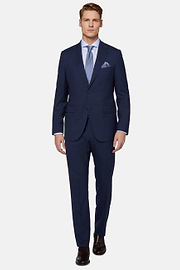 Blue Micro Pattern Suit in Pure Wool, Blue, hi-res