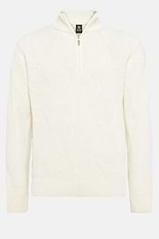 Pull Blanc Demi-Zip En Laine Nylon, Blanc, hi-res