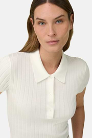 Polo Di Maglia In Cotone Seta, Bianco, thumb, 4