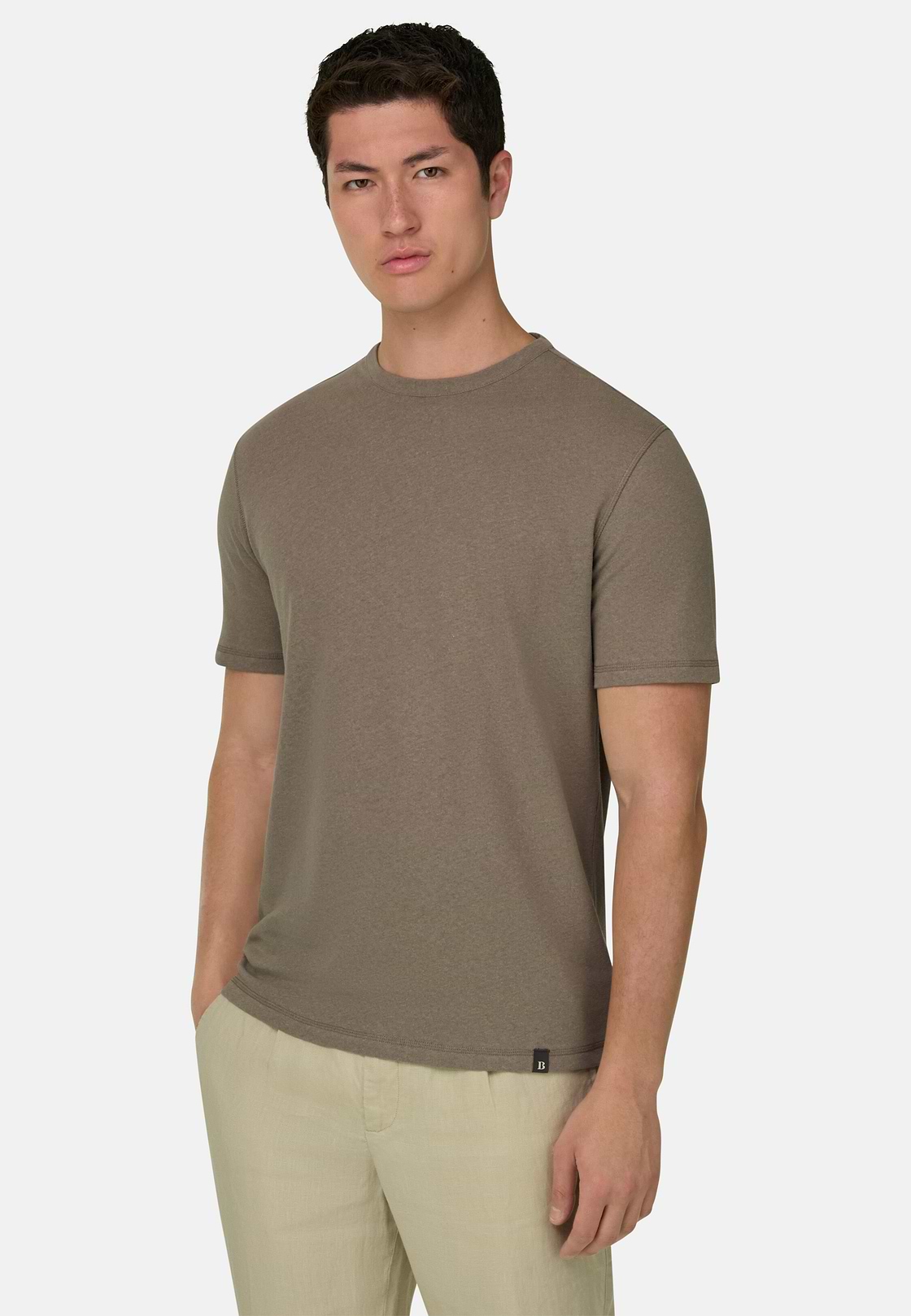 Camiseta De Algodón Lino, Taupe, hi-res, 1