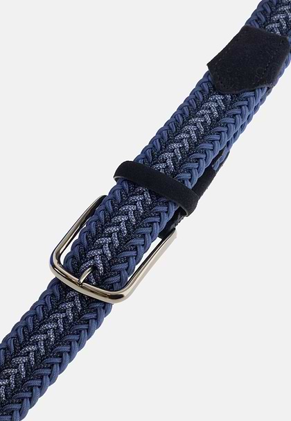 Woven Viscose Blend Belt, Navy blue, hi-res
