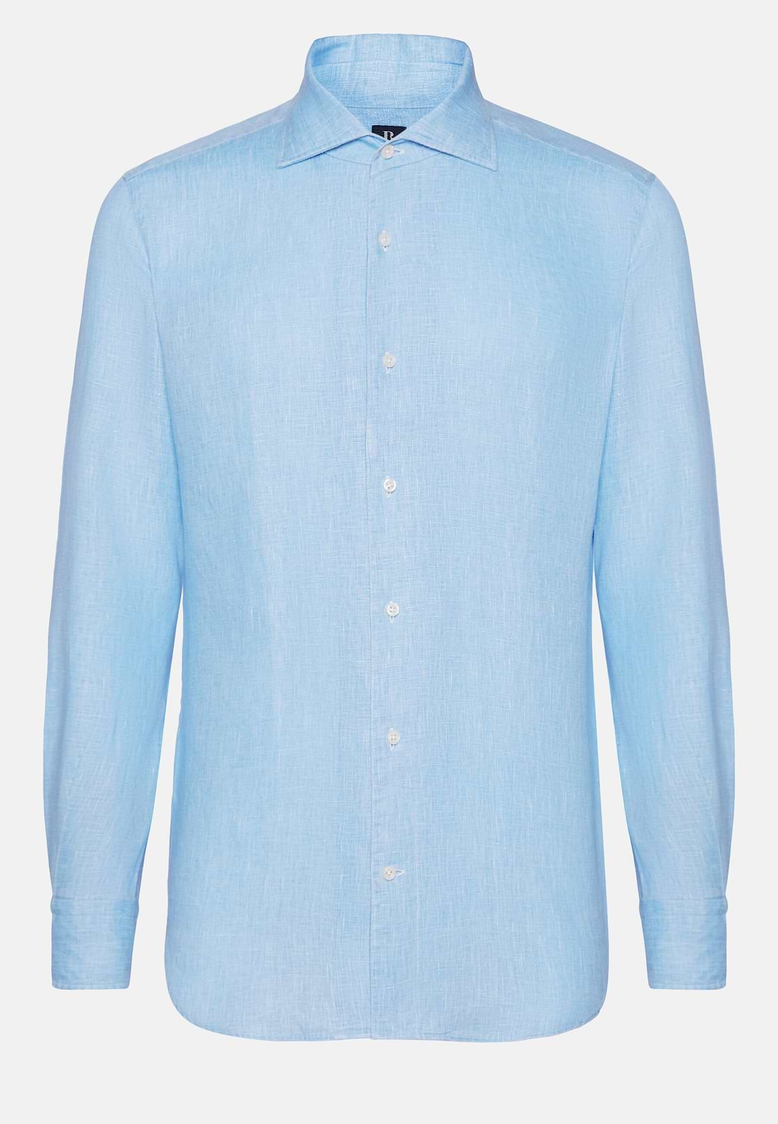 Regular Fit Sky Blue Linen Shirt, Light Blu, hi-res