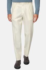 Wool Gabardine Trousers, Cream, hi-res