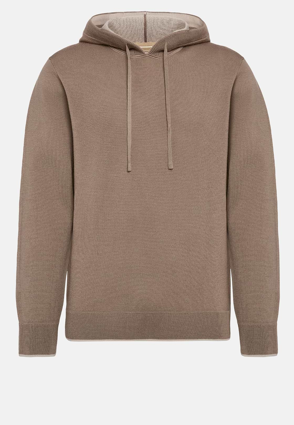 Taupefarbener Kapuzenpullover Aus Wolle, Nylon und Baumwolle, Taupe, hi-res