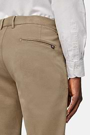 Pantaloni In Cotone Elasticizzato, Beige, hi-res