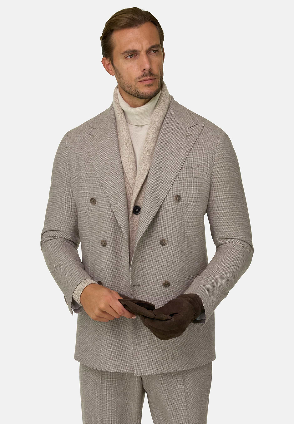 Traje Doble Botonadura en Lana Super 130, Taupe, hi-res