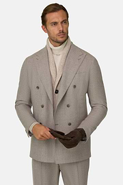 Suit Double-Breasted in Super 130 Wool, Taupe, thumb, 1