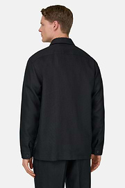 Link Shacket in Pure Linen, Black, thumb, 3