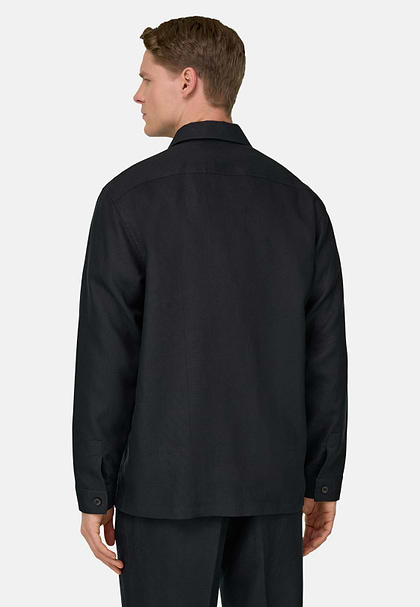 Hemdjacke Link aus reinem Leinen, Schwarz, hi-res