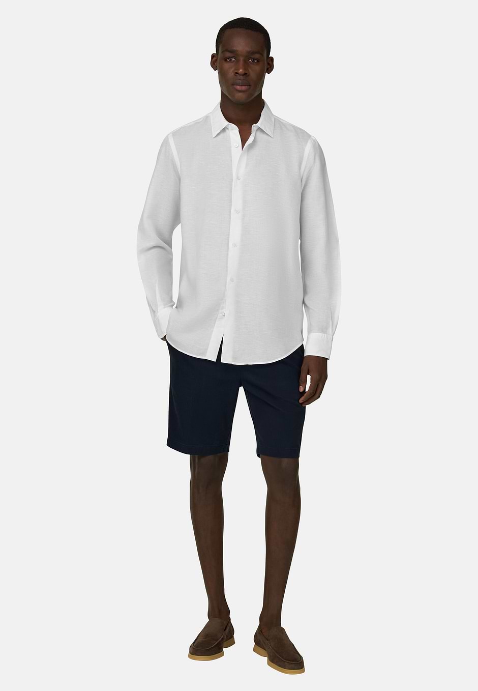 Regular Fit Tencel Linen Shirt, White, hi-res