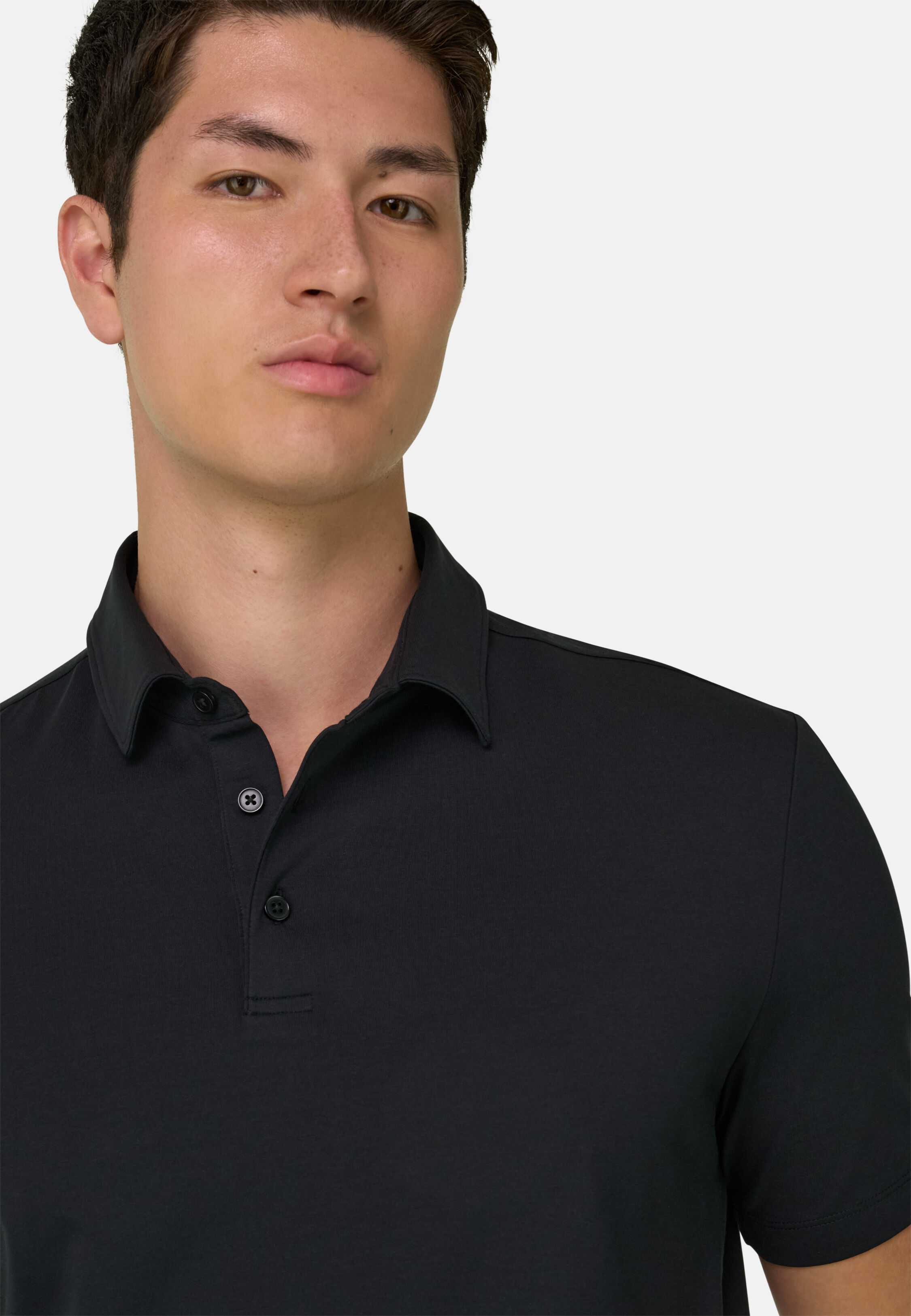 Polo Shirt In Stretch Supima Cotton, Black, hi-res, 4