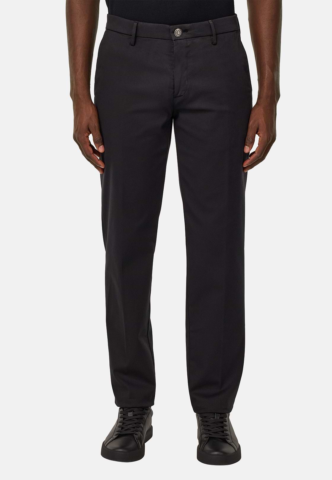 Stretch Cotton/Tencel Trousers, Black, hi-res