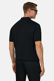 Polo Di Maglia In Cotone Seta, Nero, thumb, 3