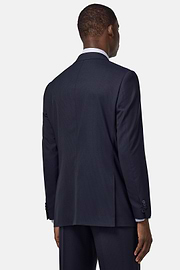 Fine Pinstripe Pure Wool Suit, Navy blue, hi-res
