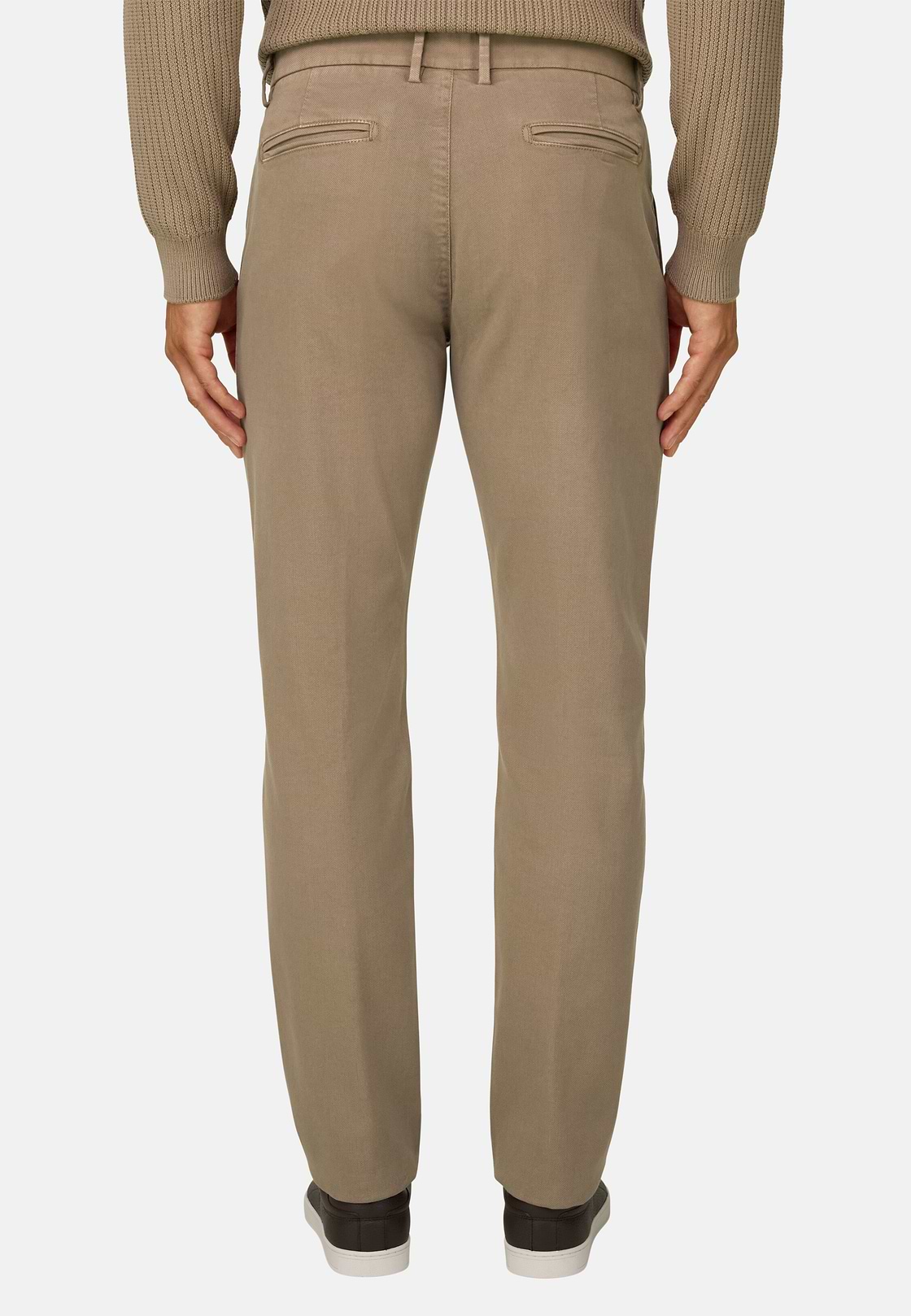 Trousers in Stretch Cotton, Taupe, hi-res, 5