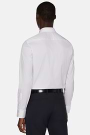Camicia Bianca In Cotone Elasticizzato Slim Fit, Bianco, hi-res