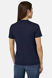 T-Shirt In Cotone Seta, Navy, thumb, 3