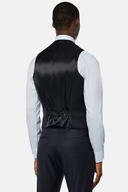 Navy Wool Twill Waistcoat, Navy blue, thumb, 3