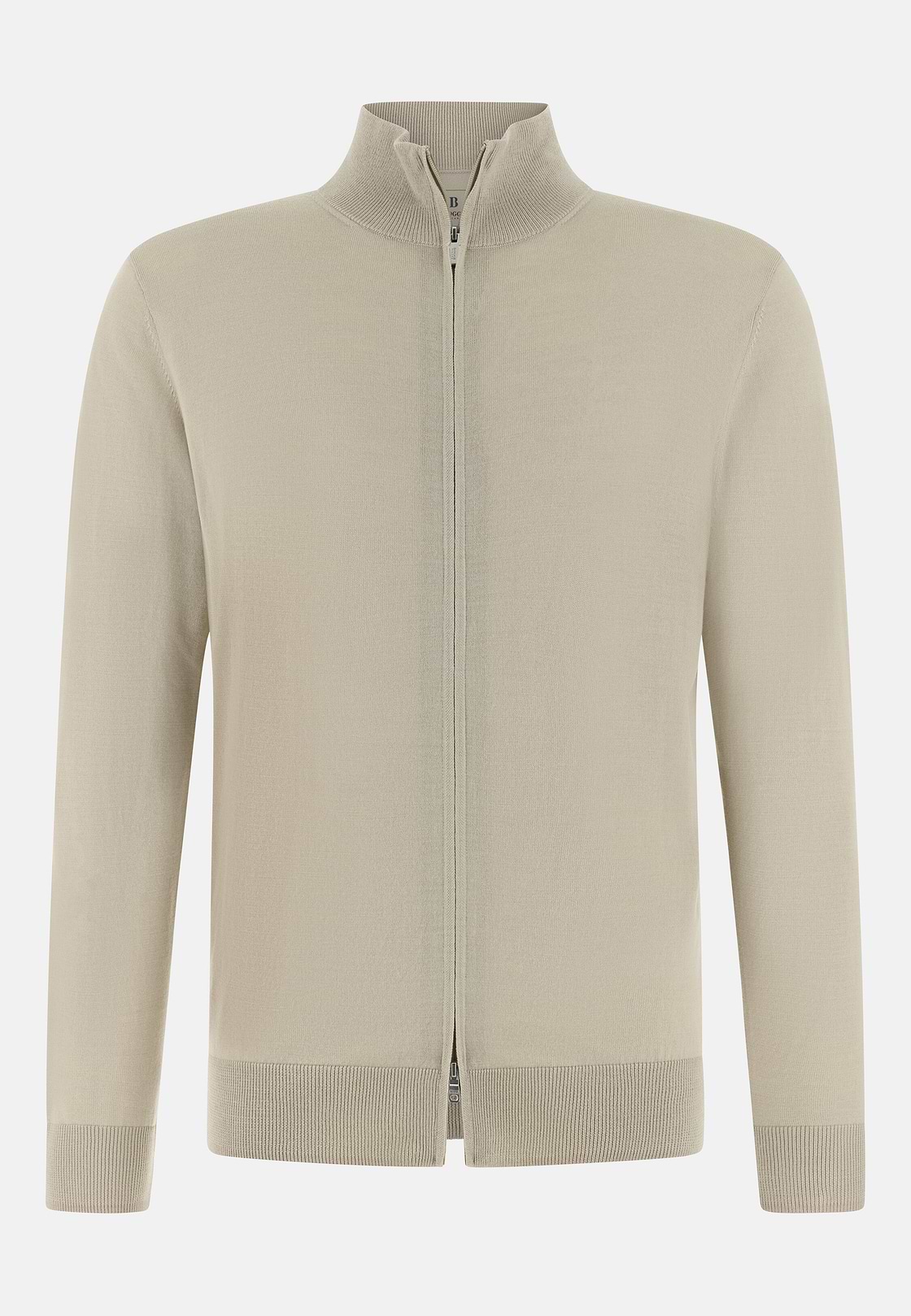 Full-Zip Jumper in Superfine Wool, Sand, hi-res, 5