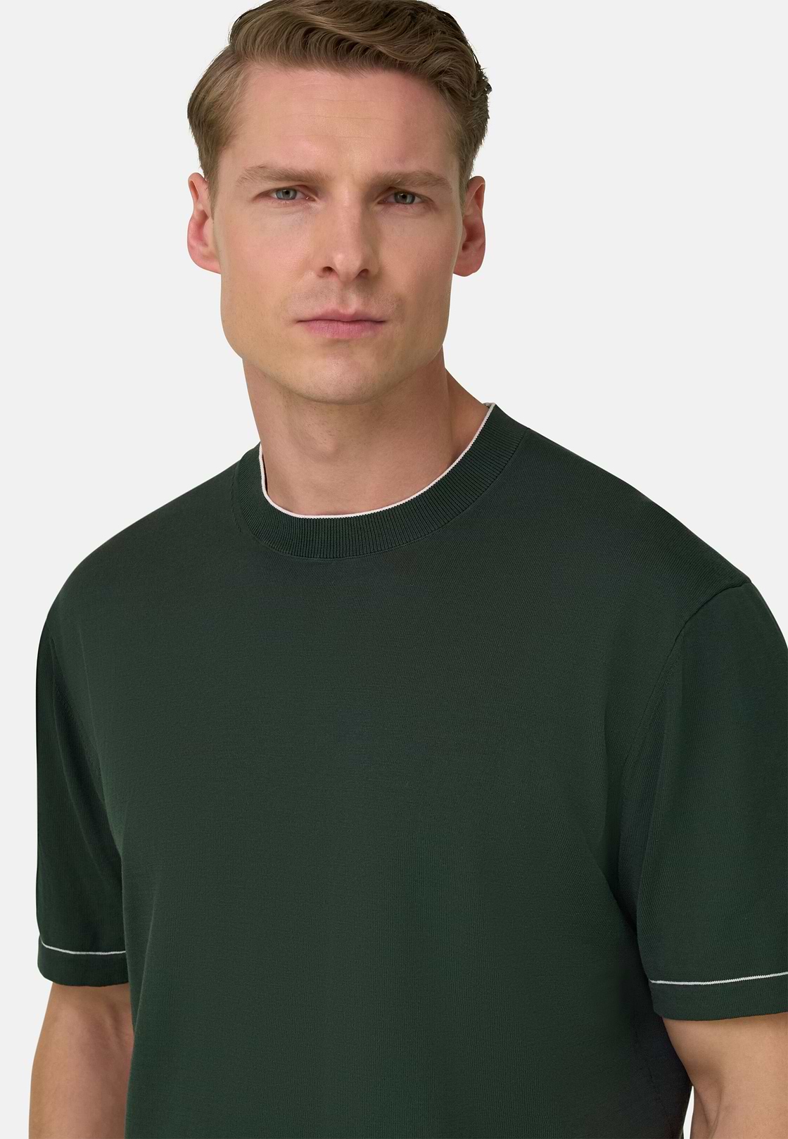Strick-T-Shirt Aus Baumwollkrepp, Grün, hi-res, 4