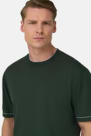 Strick-T-Shirt Aus Baumwollkrepp, Grün, thumb, 4