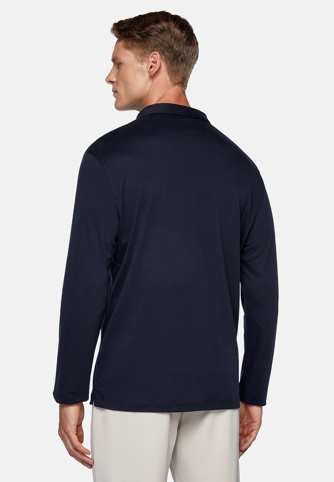 Polo Shirt in a Cotton Blend High-Performance Jersey Regular, Navy blue, hi-res