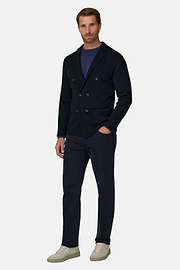 Double-Breasted Blazer in Extrafine Merino Wool, Navy blue, thumb, 2