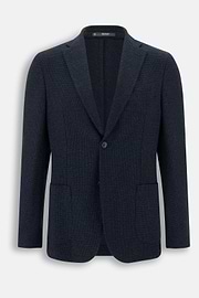 Blazer Micro Patterned Cotton Blend B Jersey, Navy blue, thumb, 6