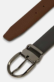 Reversible Tumbled Leather Belt, Grey, hi-res