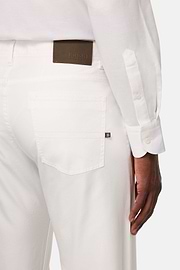 Stretch Cotton 5-Pocket Trousers, White, hi-res