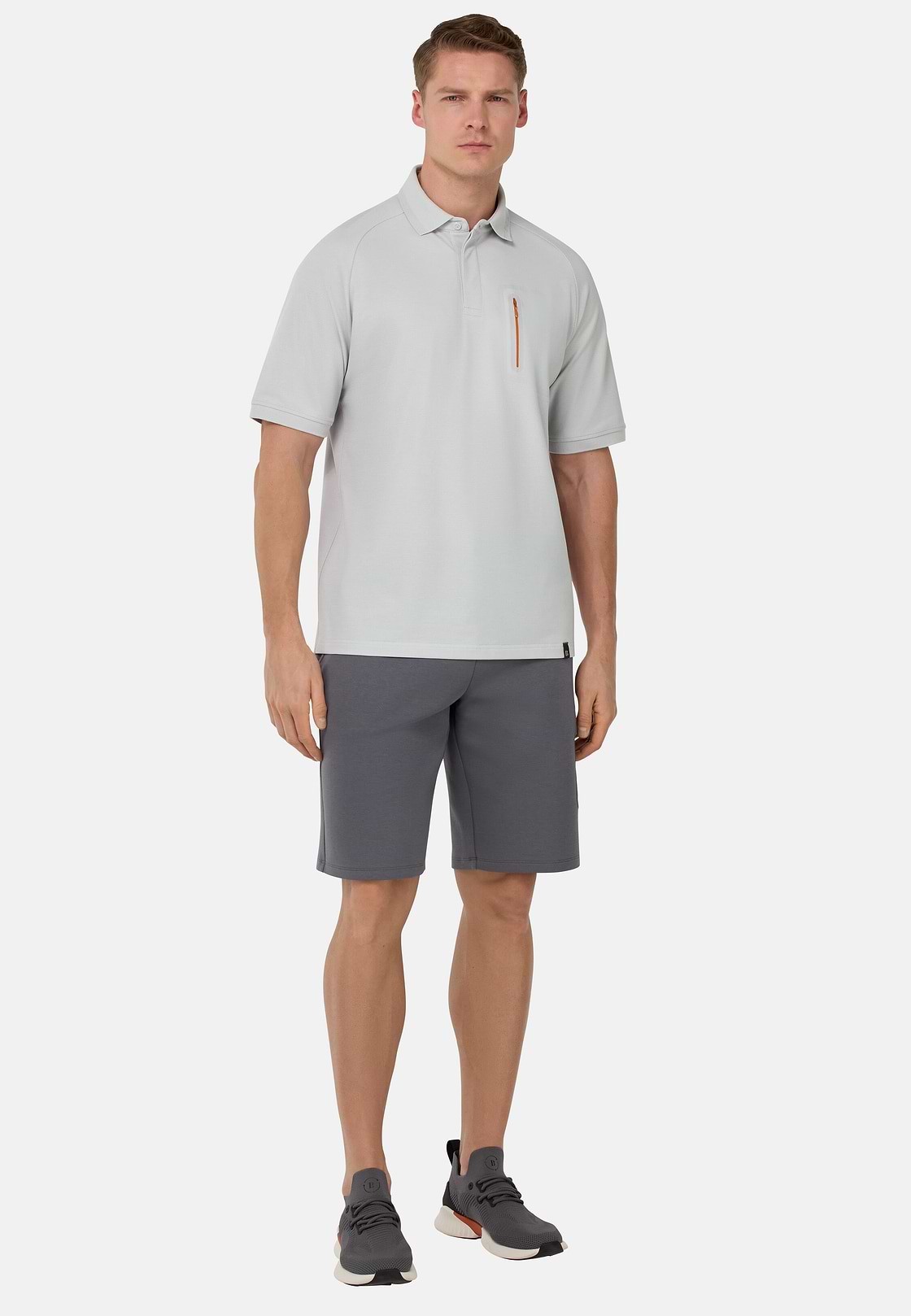 Bermuda Shorts in Lightweight Cotton Blend Scuba, Charcoal, hi-res