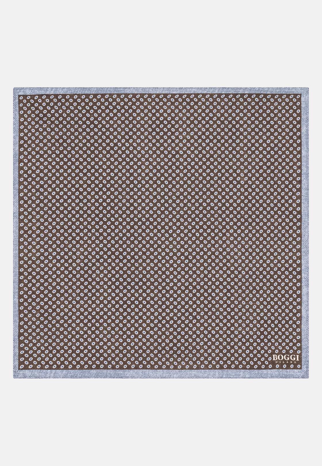 Micro Geometric Silk Pocket Square, Brown, hi-res, 2