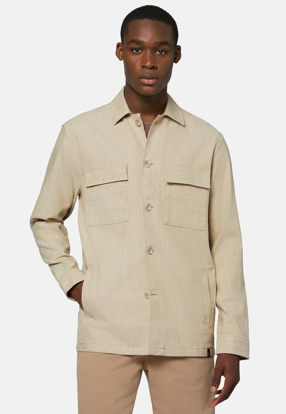 Sobrecamisa Link De Algodón Y Lino, Beige, hi-res