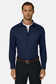 Polohemd aus japanischem Jersey-Twill Regular Fit, Navy blau, thumb, 1