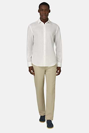 Pantaloni In Cotone Lino Elasticizzato, Sabbia, hi-res