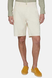 Bermuda Shorts In Hemp Cotton, Cream, hi-res