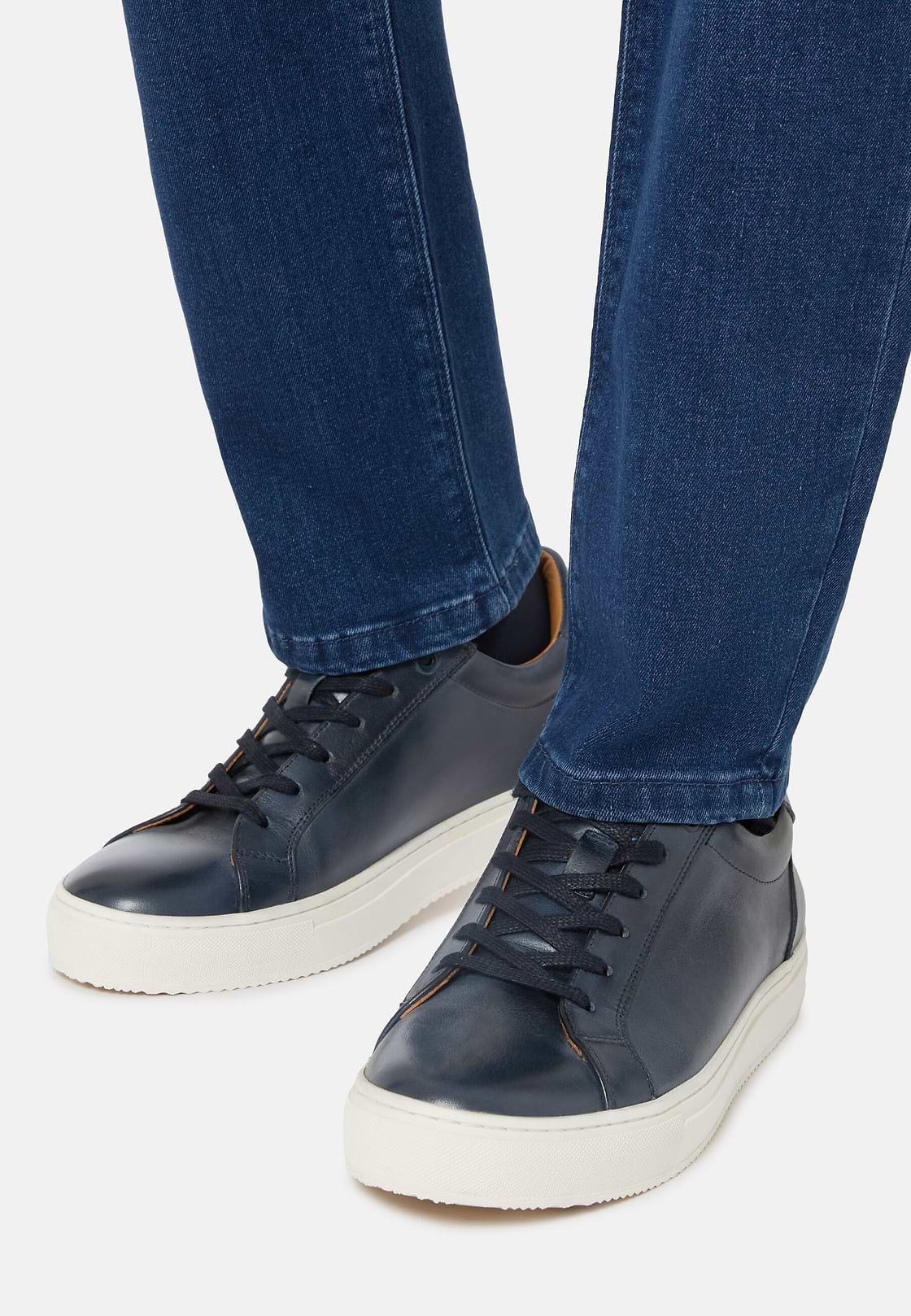 Sneakers Navy In Pelle, Navy, hi-res
