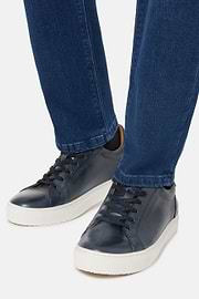 Sneakers Navy In Pelle, Navy, hi-res