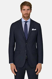 Pak Krijtstreep in Elastisch Wol, Navy blue, thumb, 1