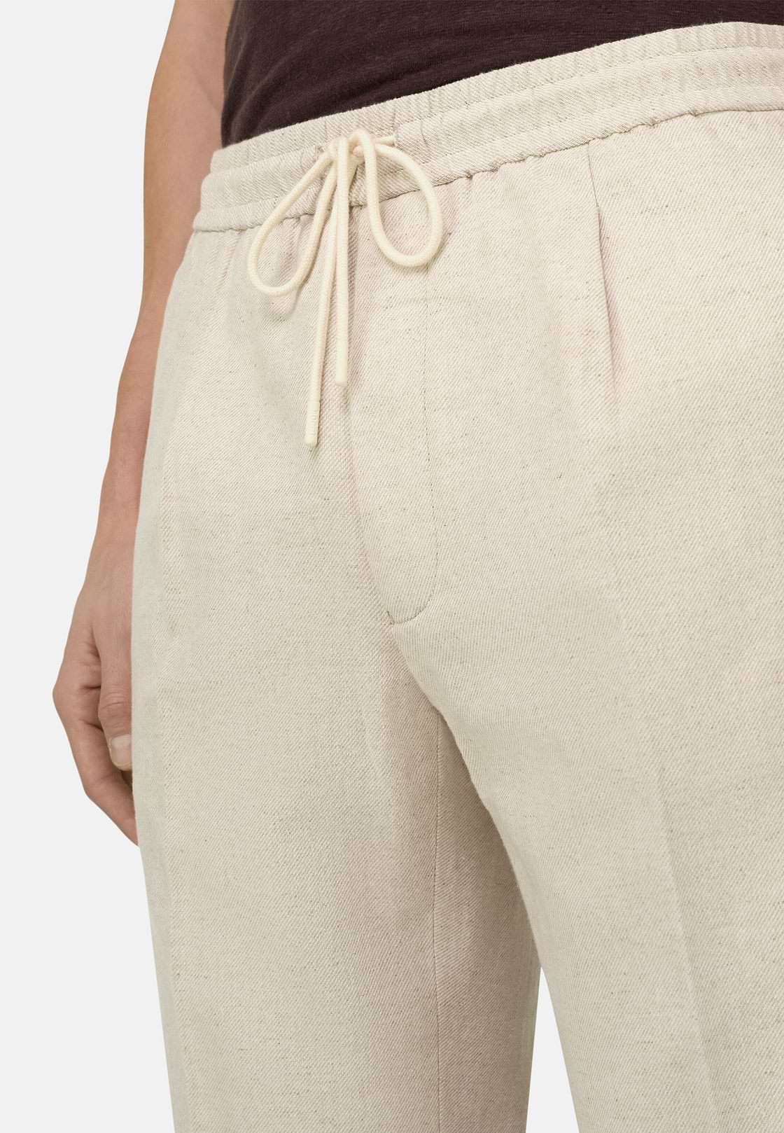 Pantaloni City In Cotone Lino, Sabbia, hi-res, 4