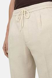 Pantaloni City In Cotone Lino, Sabbia, thumb, 4